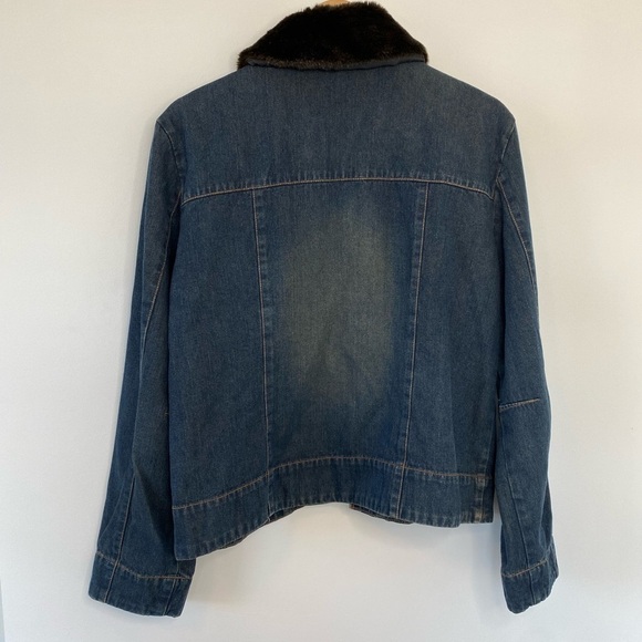 Vintage Faded Glory Y2K Jean Zip Up Fur Jacket - Picture 6 of 9